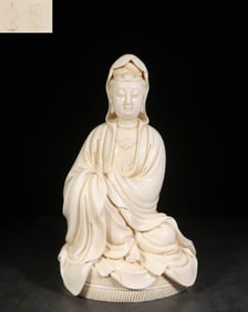 Chinese White Glazed Porcelain Guanyin Statue