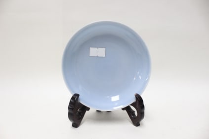 Chinese Blue Glazed Porcelain Dish ,Mark