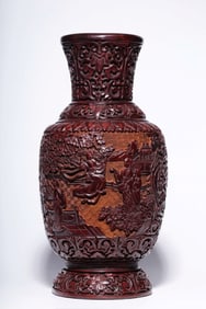 Chinese Lacquer Wood Vase,Mark