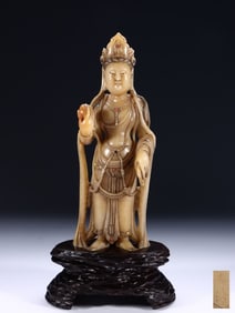 Chinese Soapstone Carved Guanyin Statue
