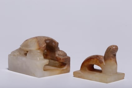 Chinese Hetain Jade Carved Turtle Seal