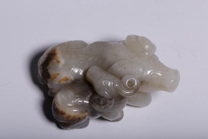 Chinese Jade Carved Buffalo