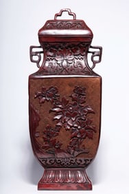 Chinese Lacquer Wood Lid Vase