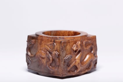 Chinese Jade Carved Cong Ring