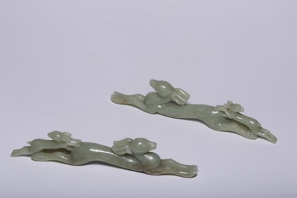 Two Chinese Jade Carved Deer