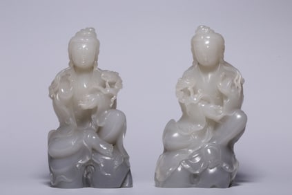 Two Chinese Jade Carved Figural