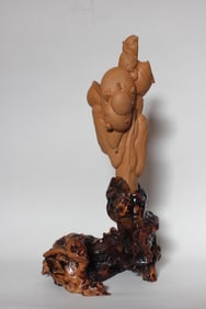 A Scholar Rock GINGER Stone on Wood Stand