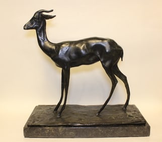 Signed Bronze Deer Sculpture Statue,After Bugatti