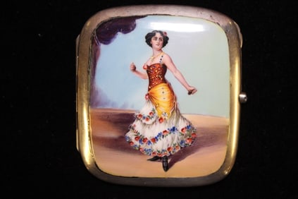 Exquisite Antique Enamel Silver cigarette Case