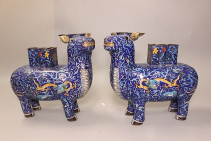 Vintage Chinese Cloisonne Candle Stick,Pair