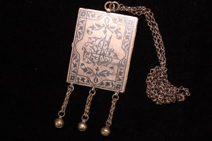 Niello Silver Picture Frame Necklace