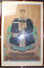 Qing Chinese Ancestor Painting In Frame