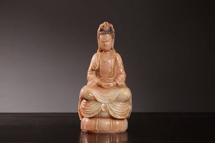 Chinese Furong Soapstone Carved Guanyin Sculpture