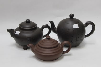 Three Chinese Zisha Teapots