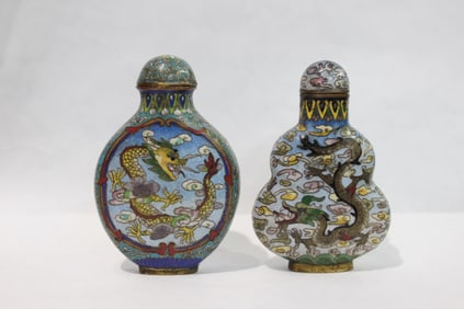 Two Chinese Cloisonne Snuff Bottles