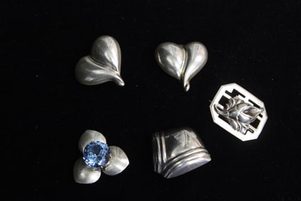 Lot of 5 Sterling Silver Earring and Brooch