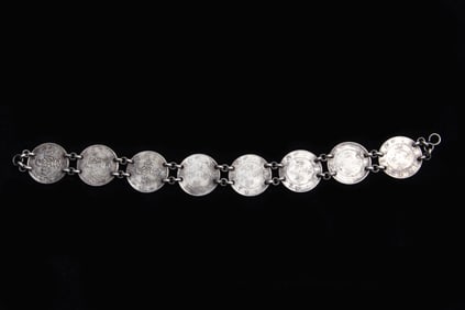 Vintage Chinese Twenty Cents Silver Coins Bracelet