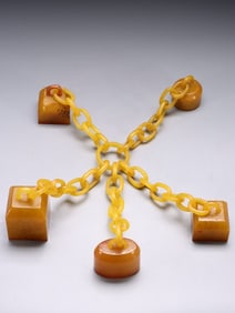 Chinese Yellow Soapstone Seals Set
