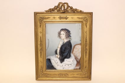 Fine Hand Painted Miniature Portrait of Yourg Girl