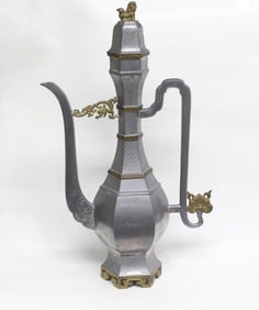 Large Vintage Chinese Pewter Wine Ewer