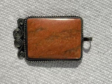 Orange Calcite Square Chunky Pendant
