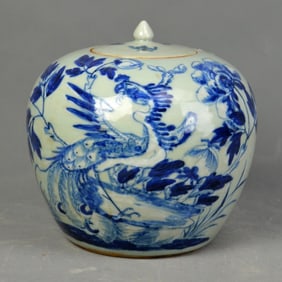 Qing Chinese Blue and White Cover Jar Vase