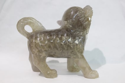Culture Revolution,Chinese Crystal Carved Foo-Lion