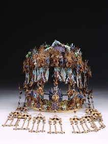 Chinese Gilt Silver Enamel Hat Crown