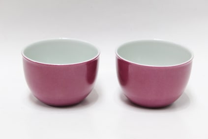 Pair of Chinese Carmine Red Glaze Cups,Mark