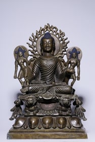 Chinese Mix-metal Bronze Buddha Sculpture