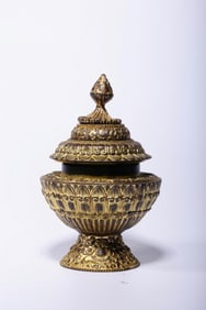Chinese Gilt Bronze Lutos Vase