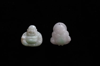 Chinese Jadeite Carved Pendant,2Pieces