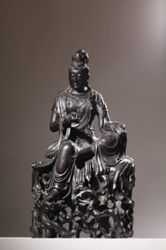 Chinese Zitan Wood Carved Guanyin Sculpture