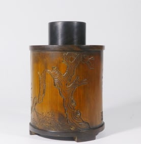 Chinese Bamboo Carved Tea Caddy