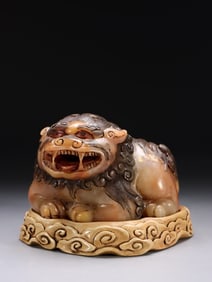 Chinese Furong Soapstone Carved Beast Incense Burn