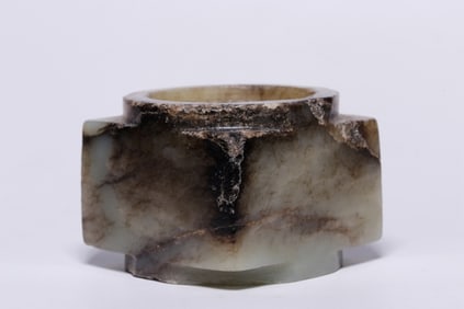 Chinese Jade Carved Cong w  Russet