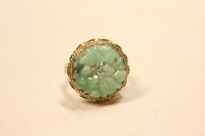 14K Gold and Jade Ring