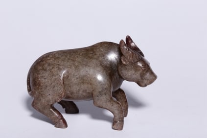 Chinese Hetian Jade Carved Cow
