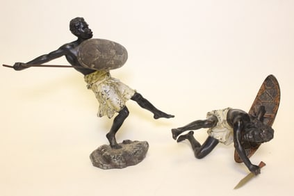 Two Vienna Bronze Figure of Two Fighter,Signed