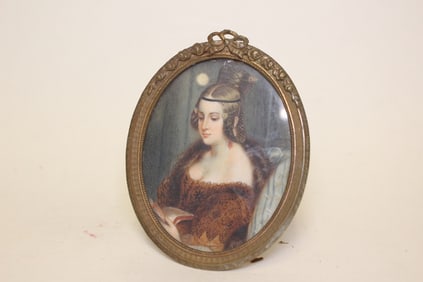 Oval Miniature Painting of Young Girl
