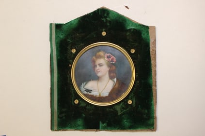 Signed Miniature Painting of Young Girl