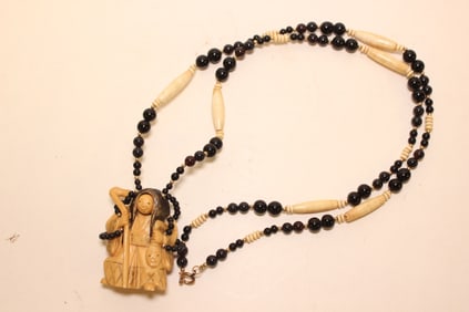 Japanese Changing Face Netsuke Pendant Necklace