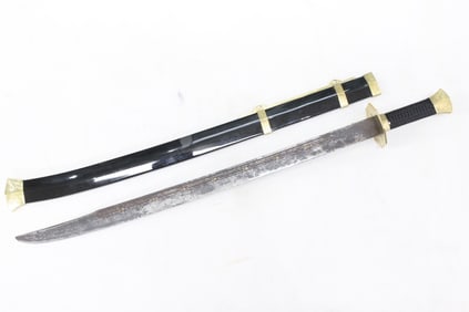 Chinese Ming Blade Sword w Restored Scabbard