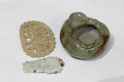 Lots of 3 Chinese Jade Plaque and Washer
