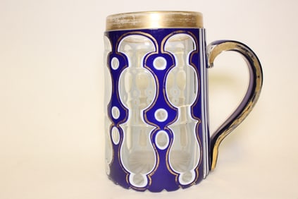 Bohemian Cobalt White Mug Cup 19th.C