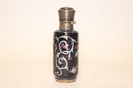 Antique Enamelled and Silver Perfume Bottle