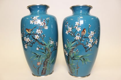 Pair of Chinese Cloisonne Vases