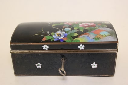 Antique Enameled Japanese Cloisonne Jewelry Box w
