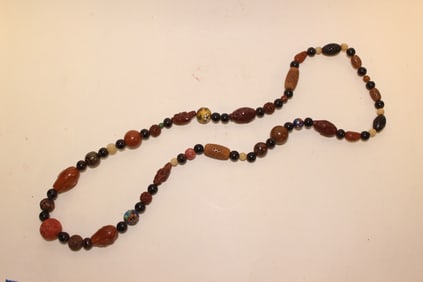 Multiple Beaded Necklace w Olive Nut Pit Prayer Be