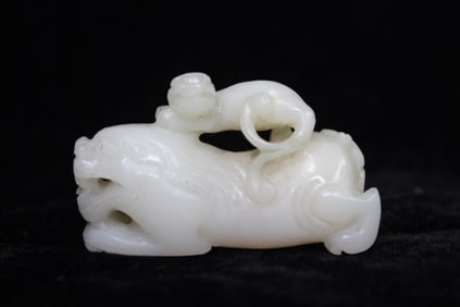 Chinese Jade Carved Monkey and Beast
